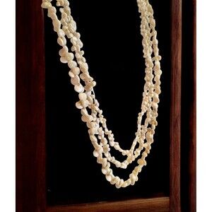 Set of 2 Vintage Shell Necklaces Double and Single Strands Ocean Beach 40"